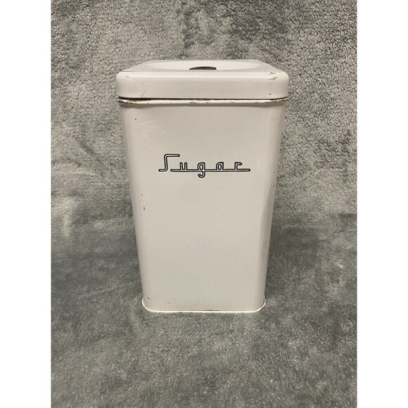 Vintage Tin Sugar Canister With Lid Made In USA - Picture 1 of 7